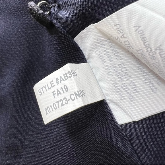 Madewell Navy Blue Windblown Poppies Floral Silk 3/4 Sleeve Ruffle Dress 14 NWT - Picture 13 of 14